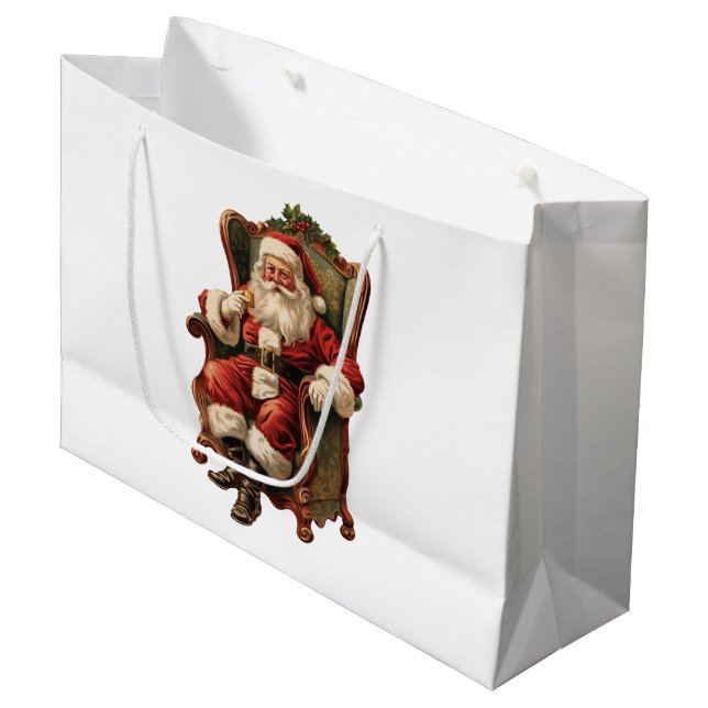 Vintag Weihnachten Große Geschenktüte (Vorderseite Schrägansicht)