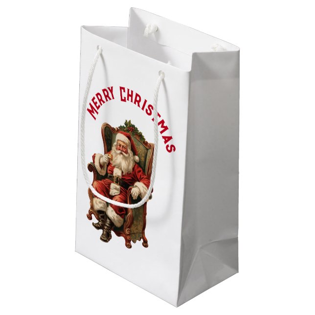 Vintag Weihnachten Kleine Geschenktüte (Rückseite Schrägansicht)