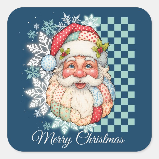 Vintag Weihnachten Quadratischer Aufkleber (Vorderseite)