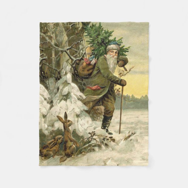 Vintag Weihnachten Viktorianischer Urlaub Fleecedecke (Vorderseite)