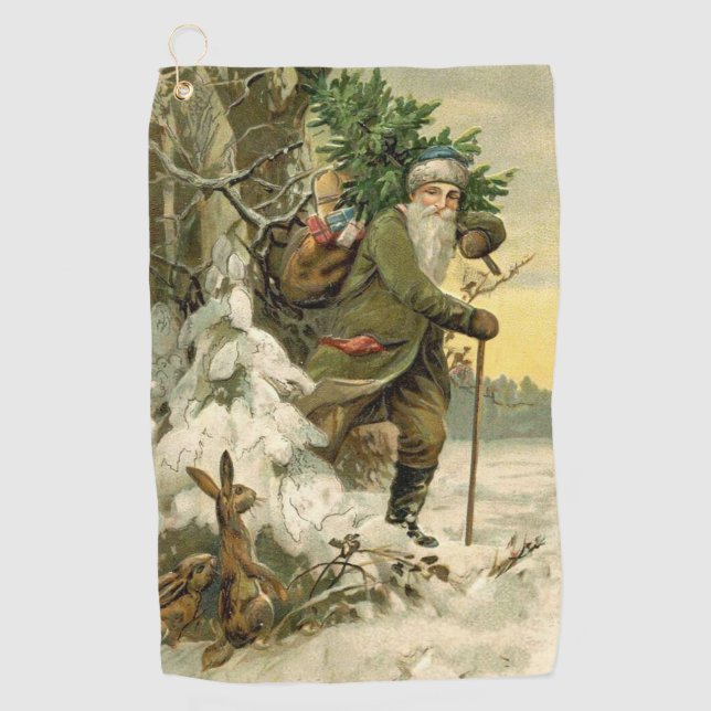 Vintag Weihnachten Viktorianischer Urlaub Golfhandtuch (Vorderseite)
