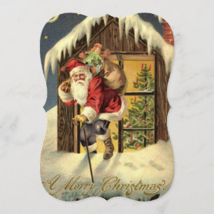 Vintag: Weihnachtsabendesseneinladung - Einladung