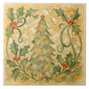 Vintag, Weihnachtsbaummosaik, Viktorianischer Stil Fliese