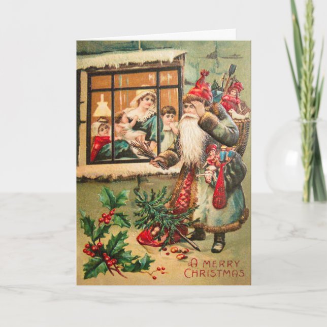 Vintag Weihnachtskarte, anpassen Feiertagskarte (Vorderseite)
