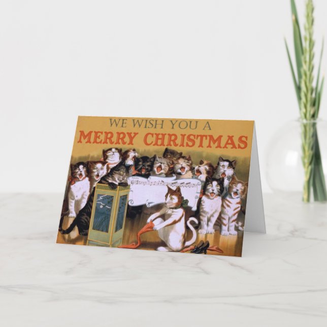 Vintag - Weihnachtskatzen, Feiertagskarte (Vorderseite)