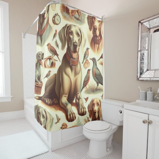 Vintag Weimaraner nahtlos Duschvorhang (Beispiel)