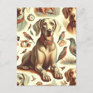 Vintag Weimaraner nahtlos Postkarte