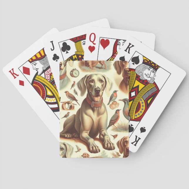 Vintag Weimaraner nahtlos Spielkarten (Rückseite)