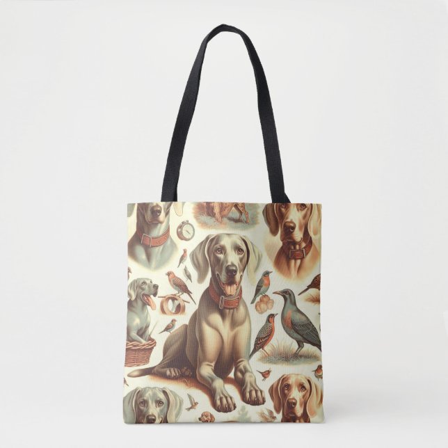 Vintag Weimaraner nahtlos Tasche (Vorderseite)