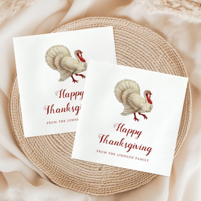 Vintag Weiße Türkei glücklich Thanksgiving Abendes Serviette (Vintage White Turkey Happy Thanksgiving Dinner Napkins)