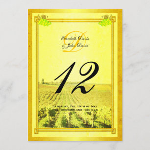 Vintag Weißer Wein Weinberg Tischnummer
