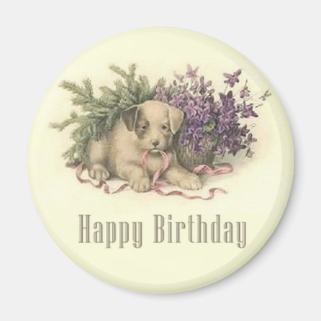 Vintag Welppy Birthday Magnet (Vorne)