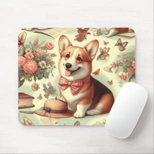 Vintag Welsh Corgi Cardigan Illustration Mousepad