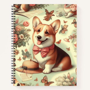 Vintag Welsh Corgi Cardigan Illustration Notizbuch