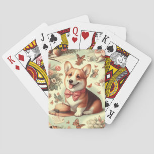 Vintag Welsh Corgi Cardigan Illustration Spielkarten