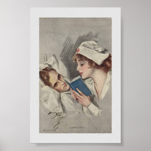 Vintag - Weltkrieg-Krankenschwester, die zum Poster