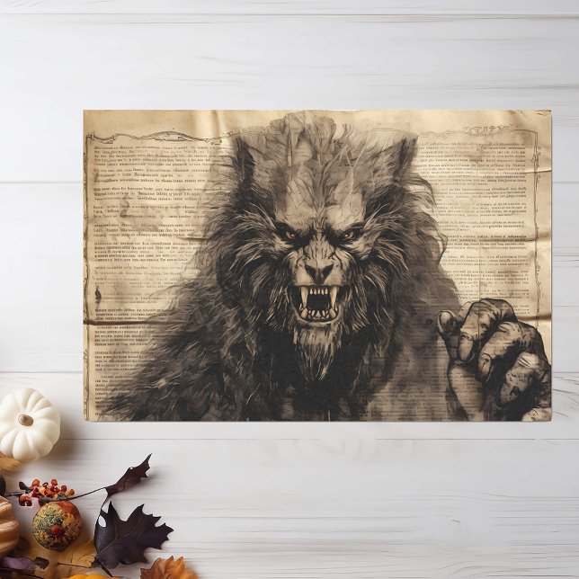 Vintag Werewolf Halloween Decoupage Seidenpapier (Von Creator hochgeladen)