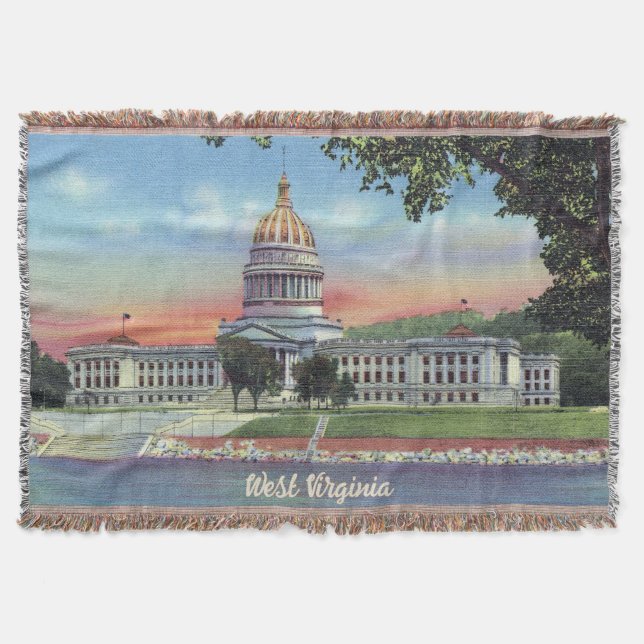 Vintag West Virginia Staat Hauptstadt Throw Blanke Decke (Vorderseite)