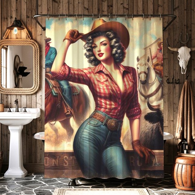 Vintag Western Cowgirl Duschvorhang (Von Creator hochgeladen)