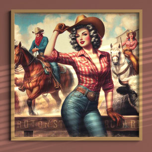 Vintag Western Cowgirl Poster