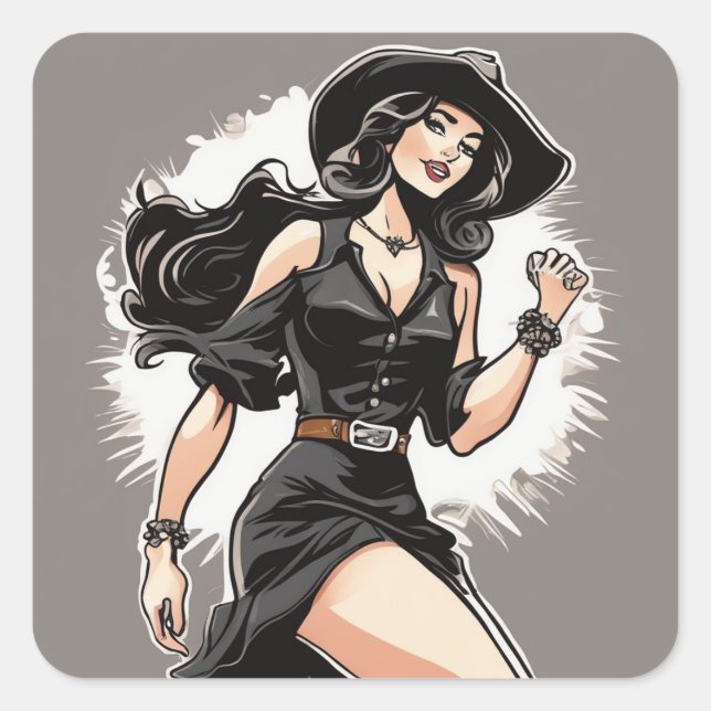 Vintag Western-LBD-Aufkleber Quadratischer Aufkleber (Vorderseite)