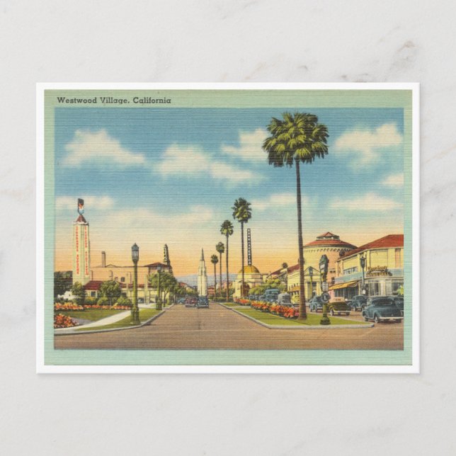 Vintag Westwood Village Los Angeles Kalifornien Postkarte (Vorderseite)