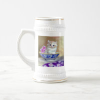 Vintag White Kitten Illustration