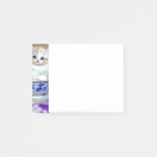 Vintag White Kitten Illustration Post-it Klebezettel