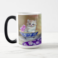 Vintag White Kitten Illustration