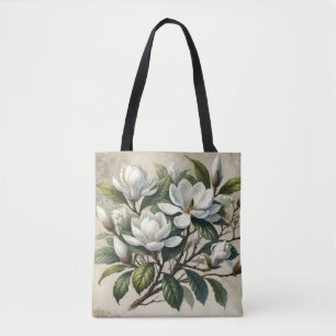 Vintag White Magnolia Botanical Tasche