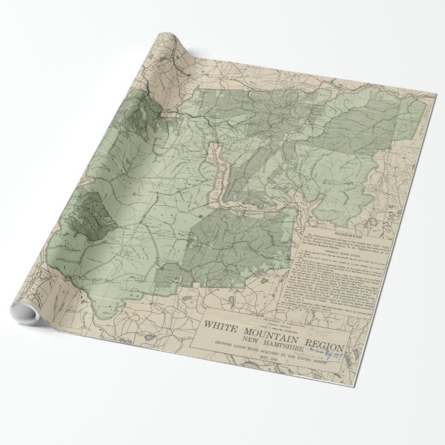 Vintag White Mountains New Hampshire Map (1915) Geschenkpapier (Ungerollt)