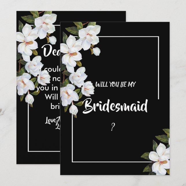 Vintag White Rose Bridesmaid Einladung (Vorne/Hinten)