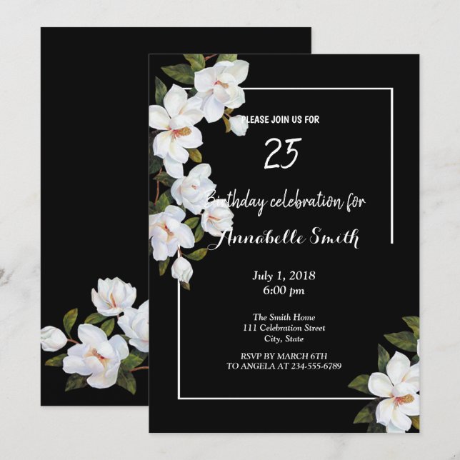 Vintag White Rose Geburtstag Einladung (Vorne/Hinten)