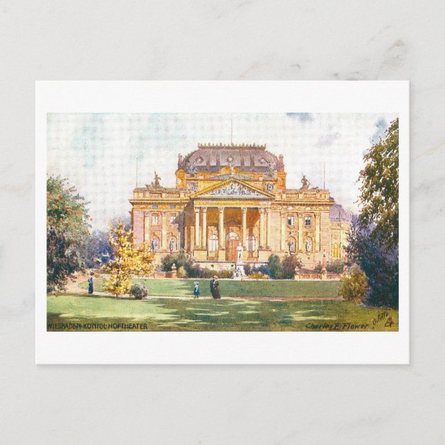 Vintag Wiesbaden Konigl Hoftheater Deutschland Postkarte (Vorderseite)