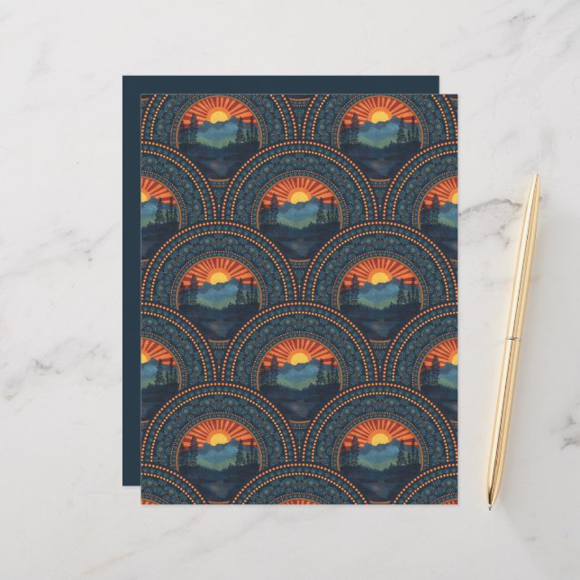 Vintag Wilderness Sunset Mandala Art Deco (Vorderseite/Rückseite Beispiel)