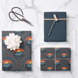 Vintag Wilderness Sunset Mandala Art Deco Geschenkpapier Set