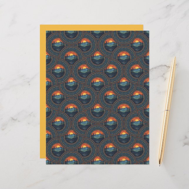 Vintag Wilderness Sunset Mandala Kunst, Dichtung u (Vorderseite/Rückseite Beispiel)