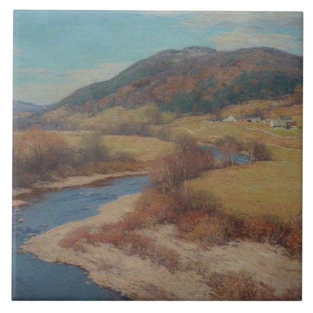 Vintag Willard Metcalf Indian Summer Vermont Fliese (Vorderseite)