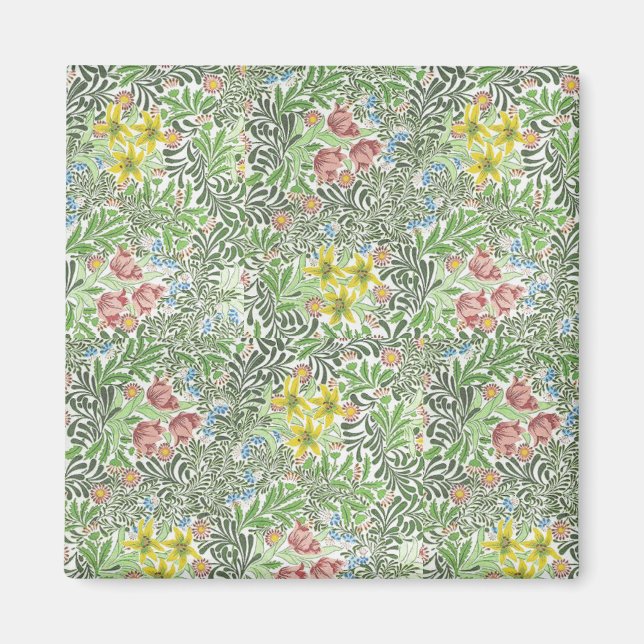 Vintag William Morris Bower Blume Grüne Magnet (Vorne)