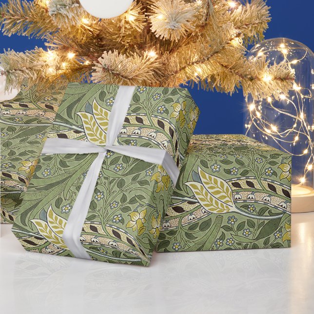 Vintag William Morris Daffodil Blume Gelb Geschenkpapier (Feiertage)