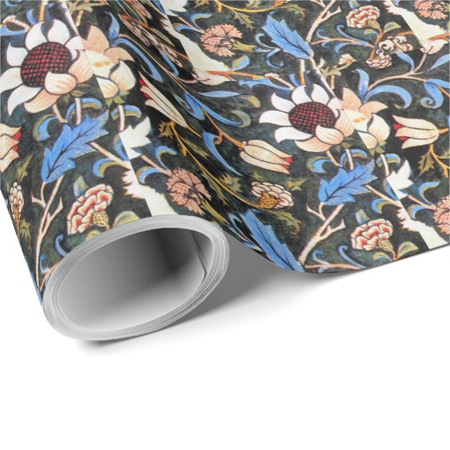 Vintag William Morris Evenlode Textile Design Geschenkpapier (Rolleneckpunkt)