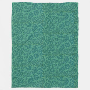 Vintag William Morris floral Pattern Green Fleecedecke