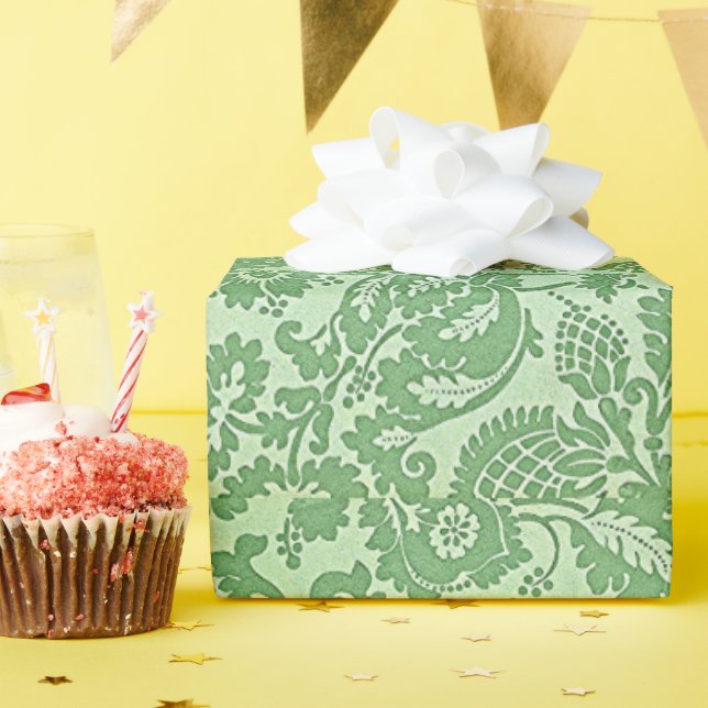 Vintag William Morris floral Pattern Green Geschenkpapier (Geburtstagsparty)