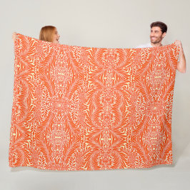 Vintag William Morris Floral Pattern White Orange Fleecedecke