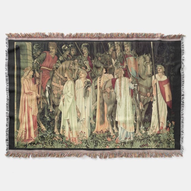 Vintag William Morris Holy Grail Knights Decke (Vorderseite)