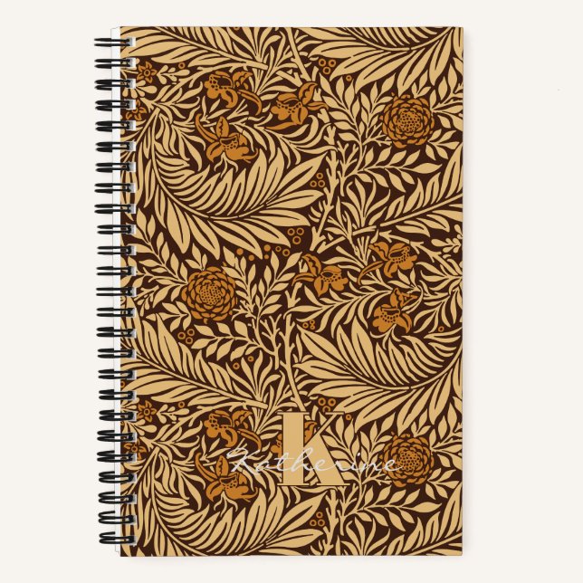 Vintag William Morris Larkspur Pattern Monogram Notizbuch (Vorderseite)
