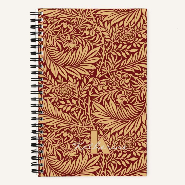 Vintag William Morris Larkspur Pattern Monogram Notizbuch (Vorderseite)