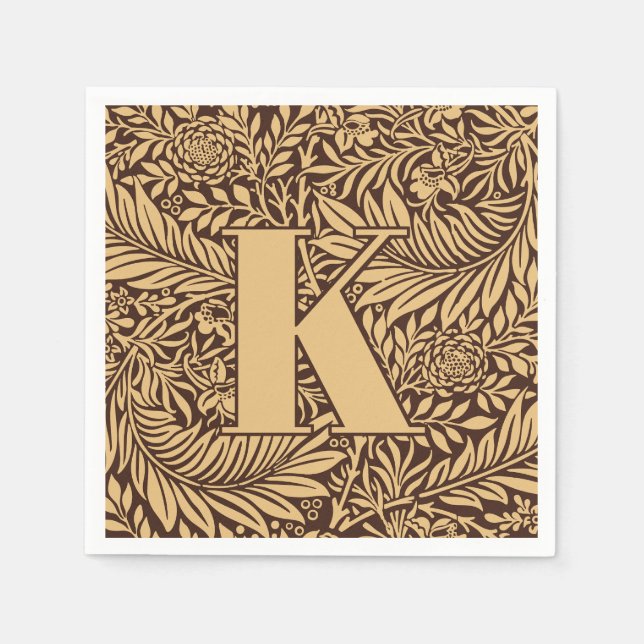 Vintag William Morris Larkspur Pattern Monogram Serviette (Vorderseite)