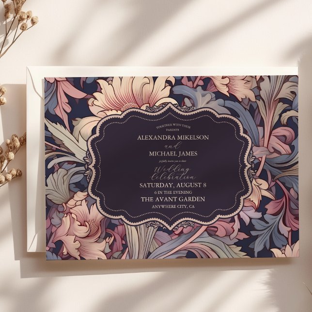 Vintag William Morris Lavender Wedding Einladung (Von Creator hochgeladen)