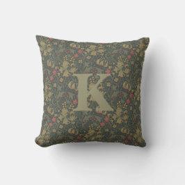 Vintag William Morris Navy Blue Red Chrysanthemum Kissen